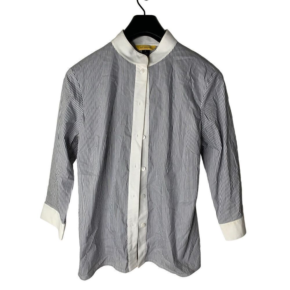 St. John button front blouse striped women’s size 10